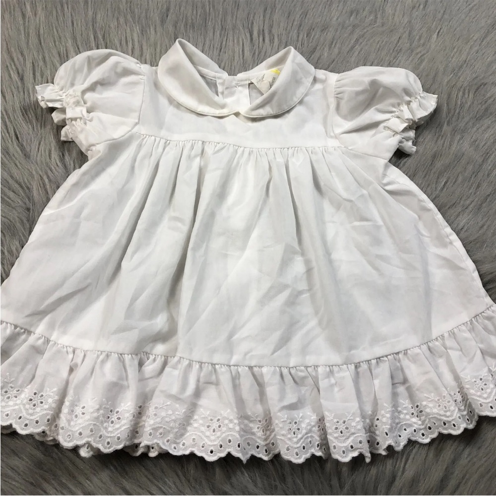 Vintage Baby Girls White Eyelet Lace Ruffle Dress
